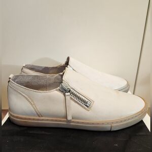 Diesel "Vintage Distress Wash" Cream Leather Side Zip Sneakers Sz.9/40 Ret.$300